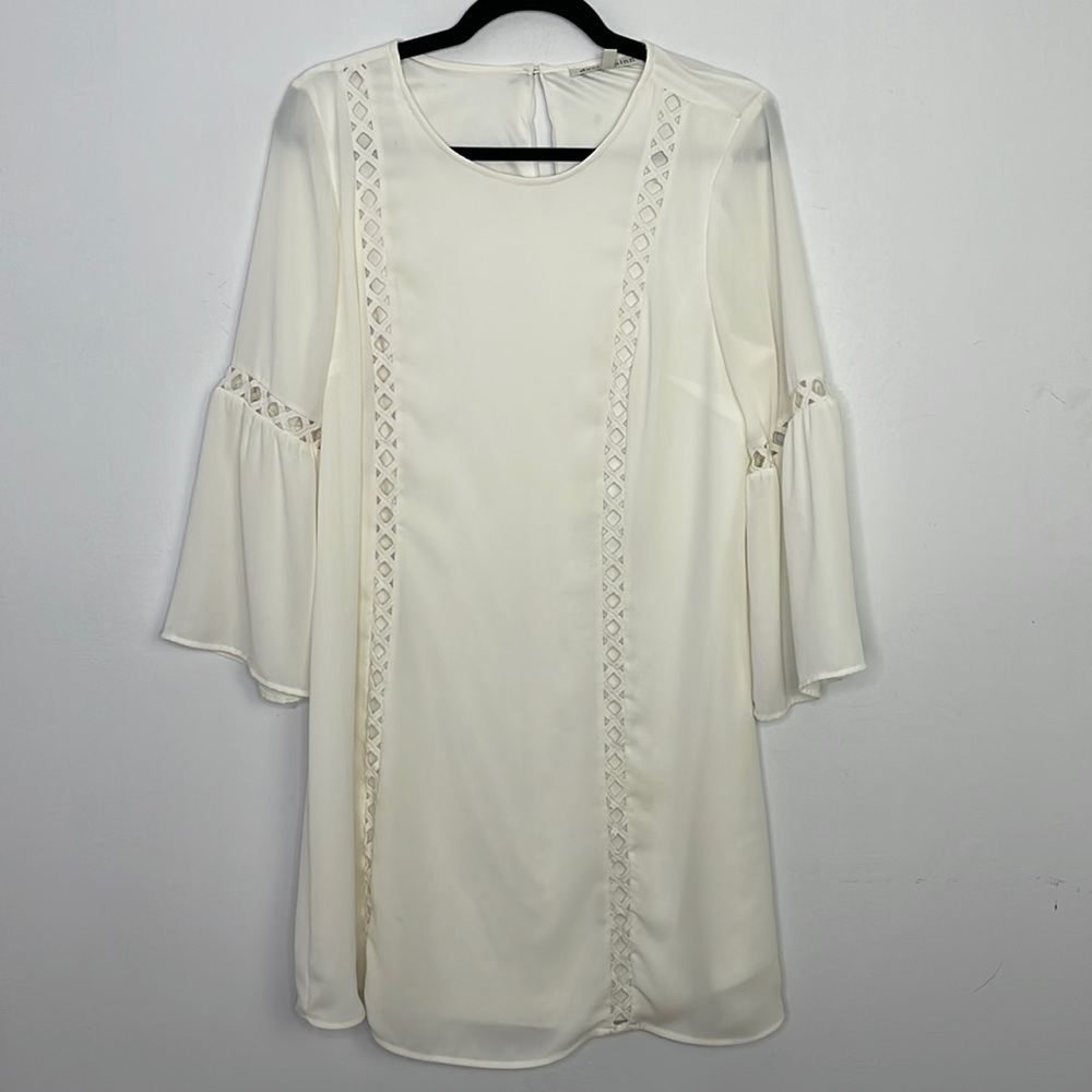𝅺daniel Rainn boho crochet cream mini dress